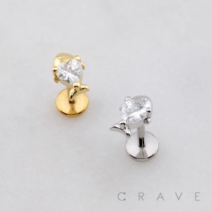 AQUATIC SEA FISH CZ STUD THREADLESS (PUSH IN) 316L SURGICAL STEEL LABRET SET